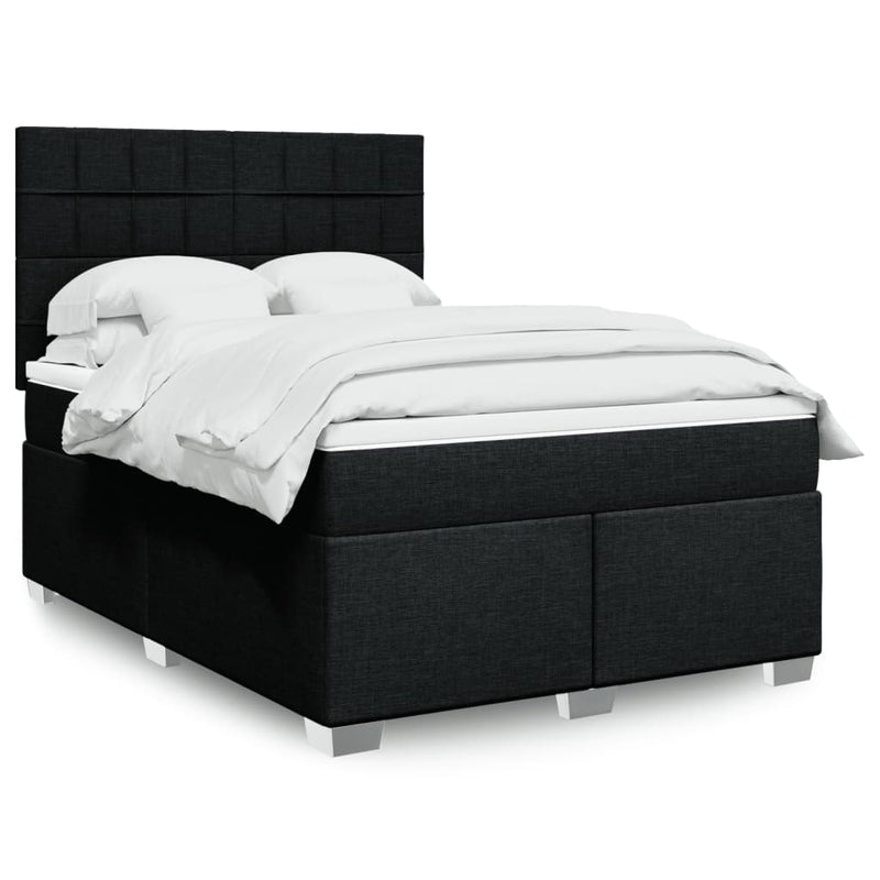 Pat box spring cu saltea, negru, 140x190 cm, textil
