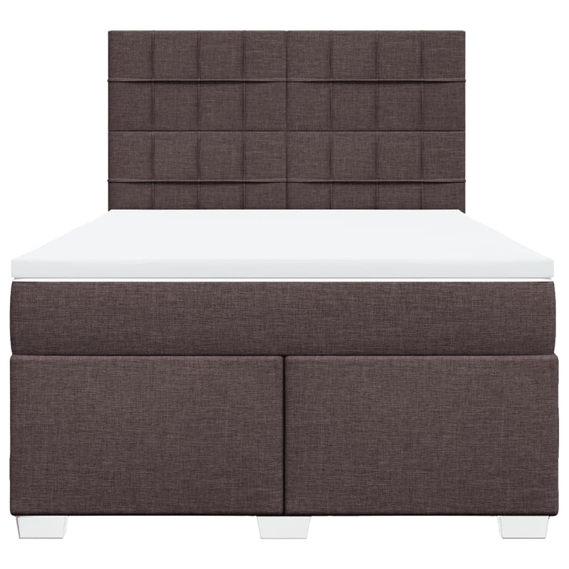 Pat box spring cu saltea, maro închis, 140x200 cm, textil