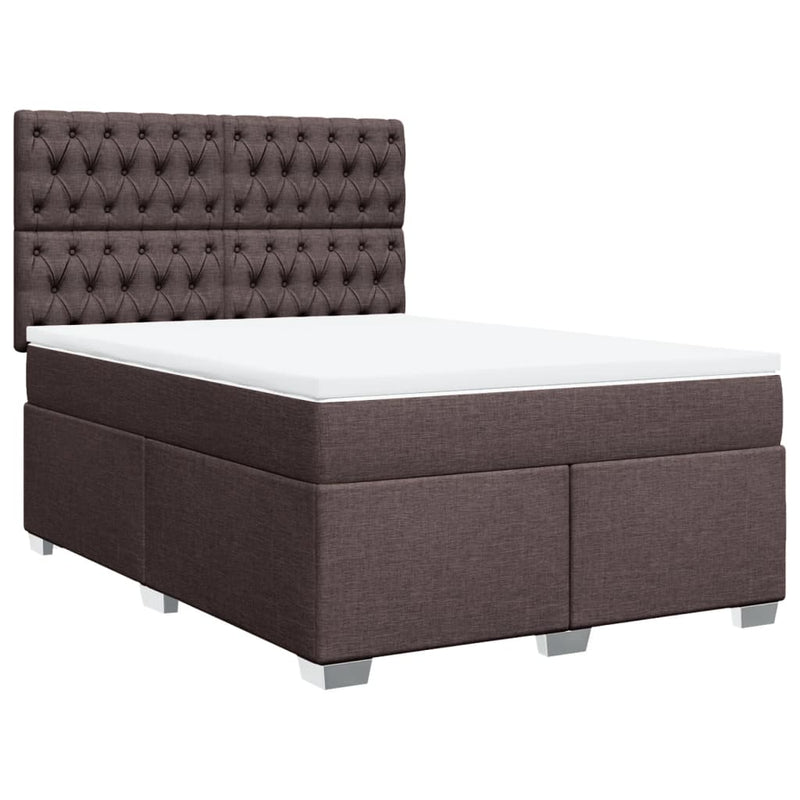 Pat box spring cu saltea, maro închis, 140x200 cm, textil