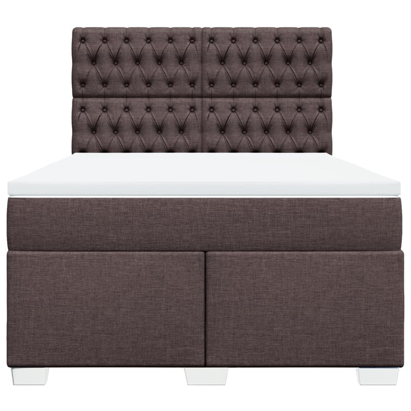 Pat box spring cu saltea, maro închis, 140x200 cm, textil