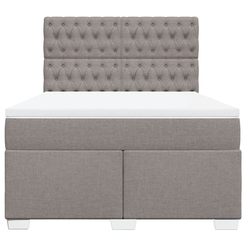 Pat box spring cu saltea, gri taupe, 140x200 cm, textil