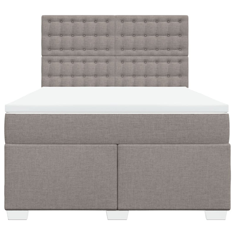 Pat box spring cu saltea, gri taupe, 140x200 cm, textil