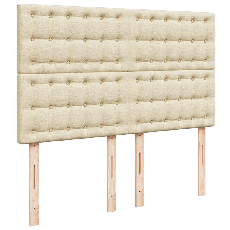 Pat box spring cu saltea, crem, 140x200 cm, textil
