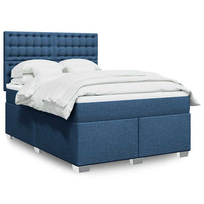 Pat box spring cu saltea, albastru, 140x200 cm, textil