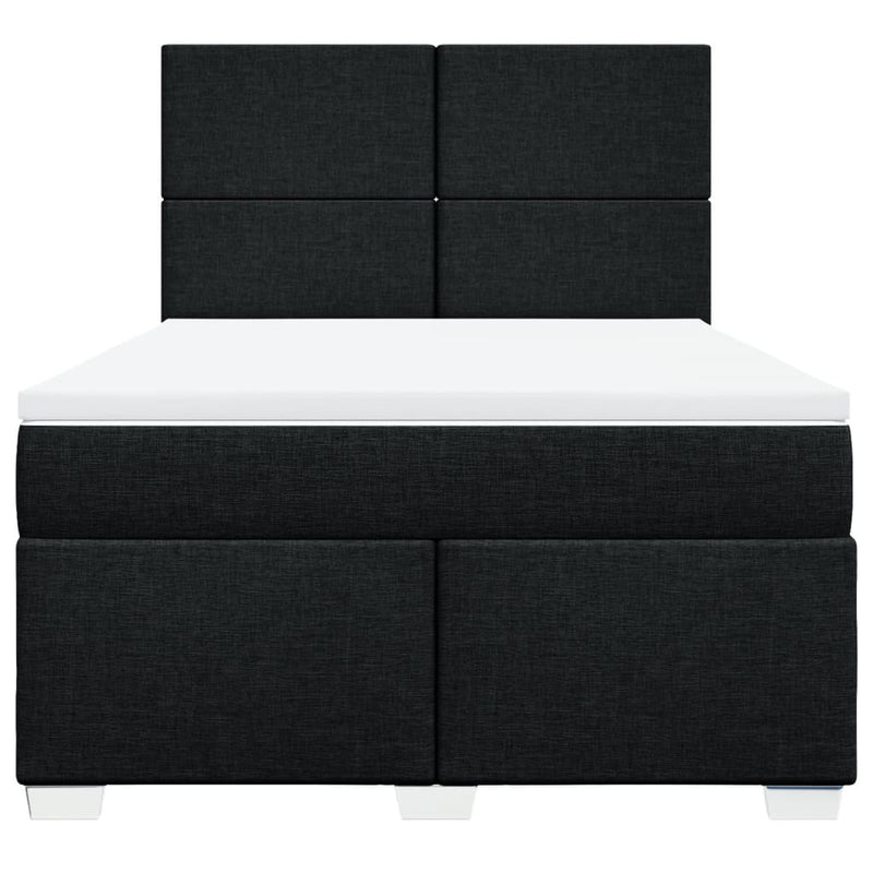 Pat box spring cu saltea, negru, 140x200 cm, textil