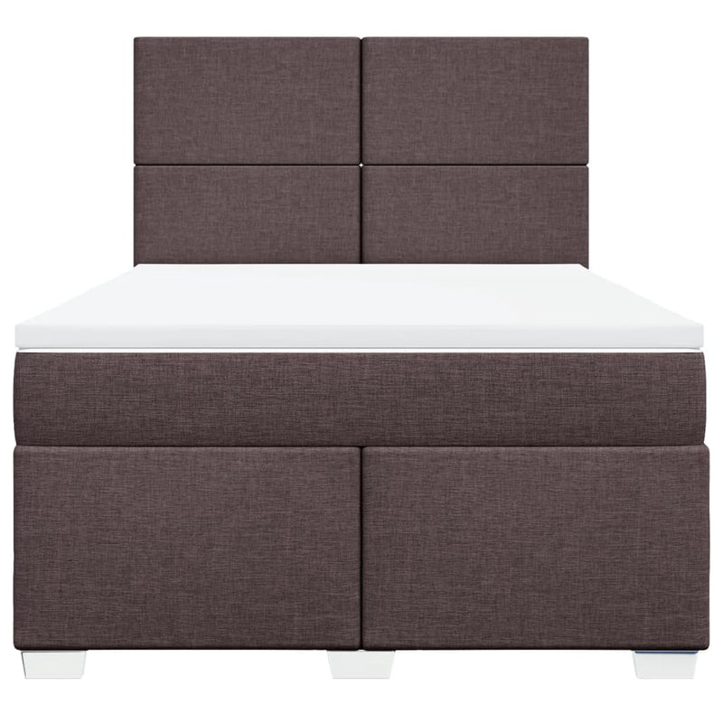 Pat continental cu saltea, maro închis, 140x200 cm, textil
