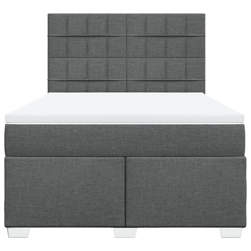 Pat box spring cu saltea, gri închis, 140x200 cm, textil