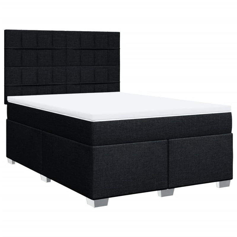 Pat box spring cu saltea, negru, 140x200 cm, textil