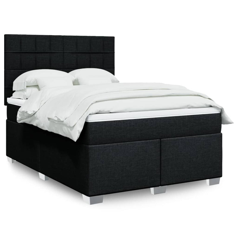 Pat box spring cu saltea, negru, 140x200 cm, textil