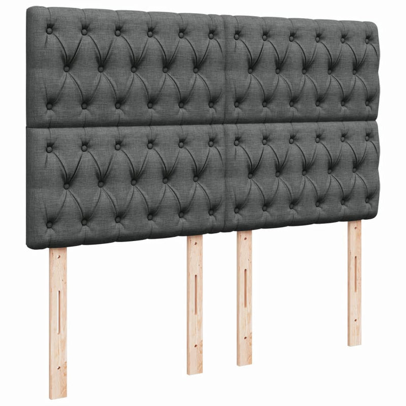 Pat box spring cu saltea, gri închis, 140x200 cm, textil
