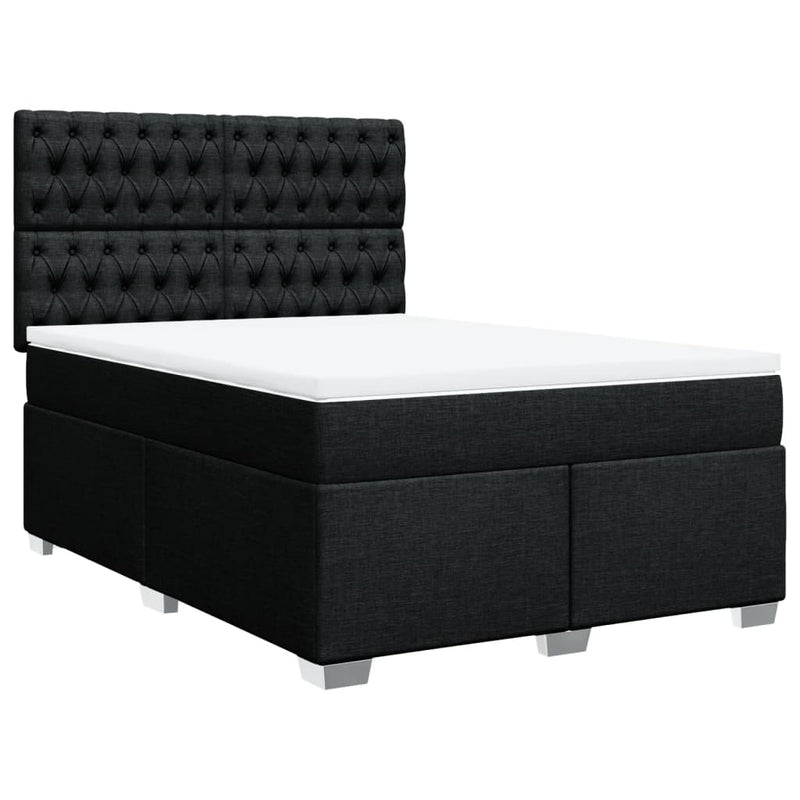 Pat box spring cu saltea, negru, 140x200 cm, textil