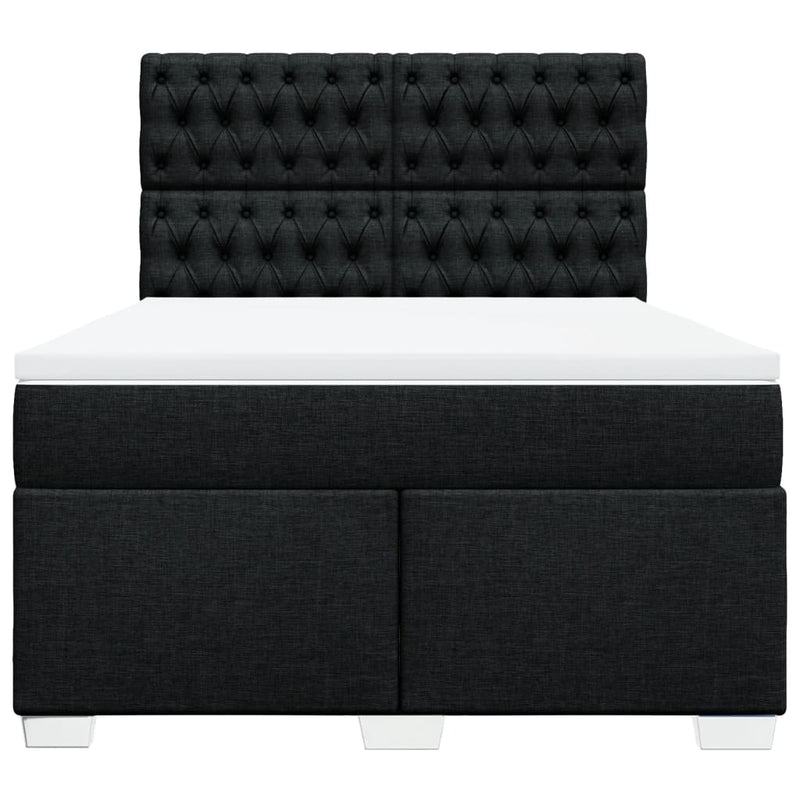 Pat box spring cu saltea, negru, 140x200 cm, textil