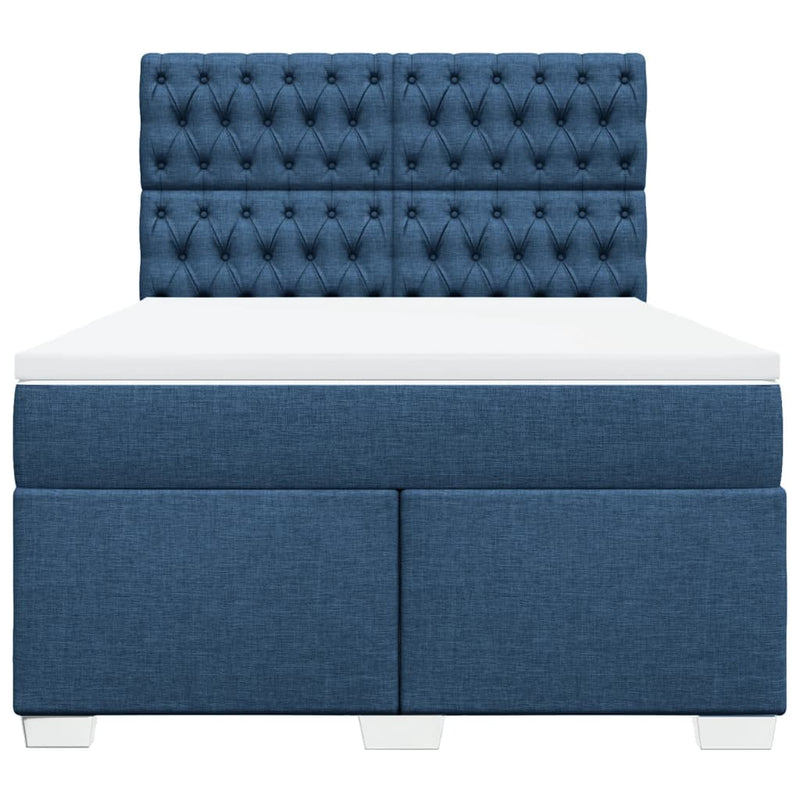 Pat continental cu saltea, albastru, 140x200cm, material textil