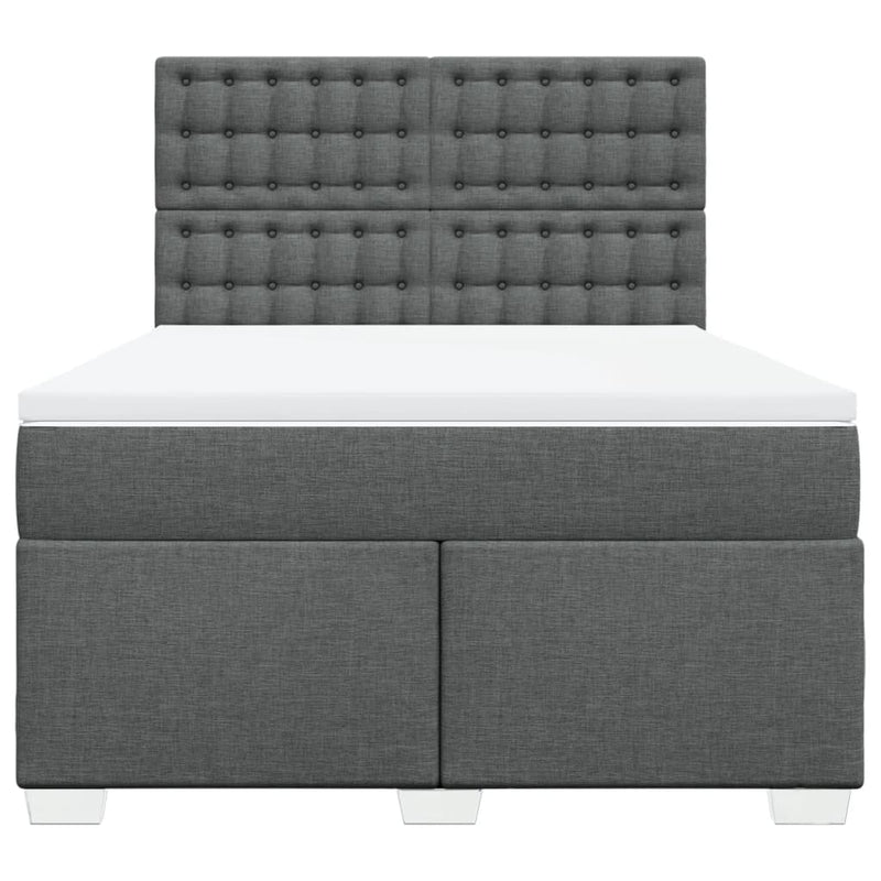 Pat box spring cu saltea, gri închis, 140x200 cm, textil