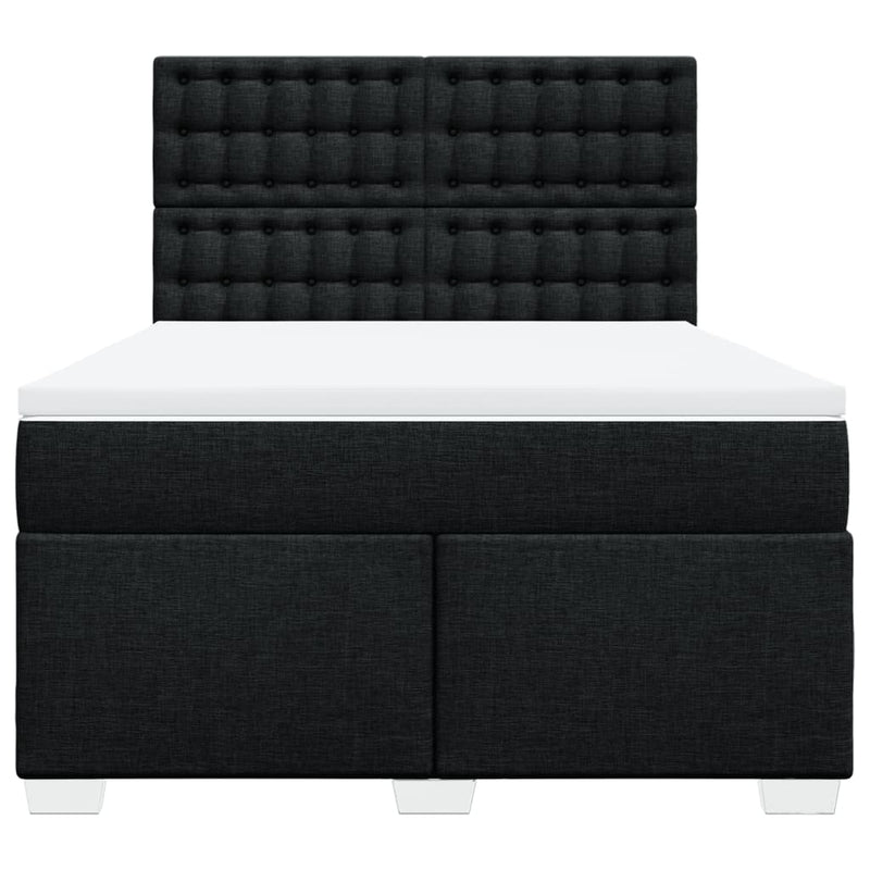 Pat box spring cu saltea, negru, 140x200 cm, textil