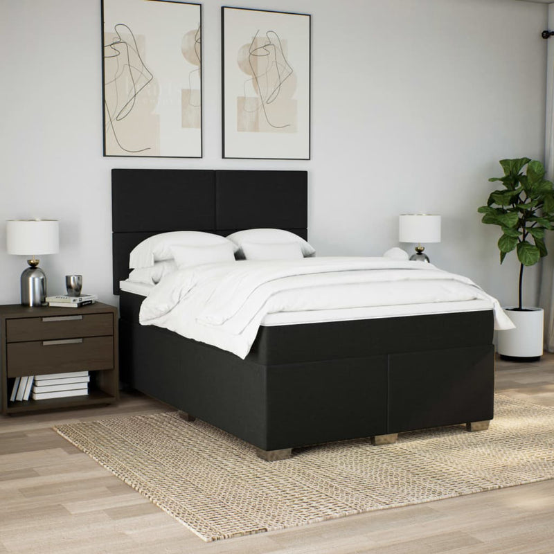 Pat box spring cu saltea, negru, 160x200 cm, textil