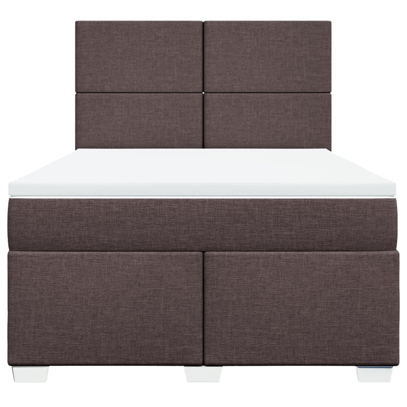 Pat box spring cu saltea, maro închis, 160x200 cm, textil