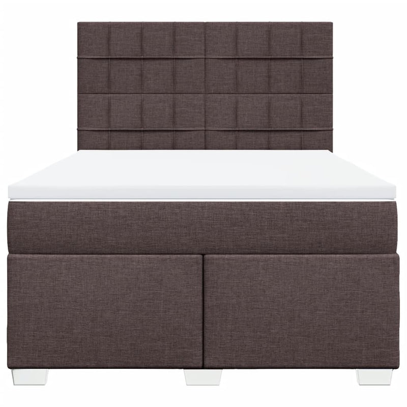 Pat box spring cu saltea, maro închis, 160x200 cm, textil