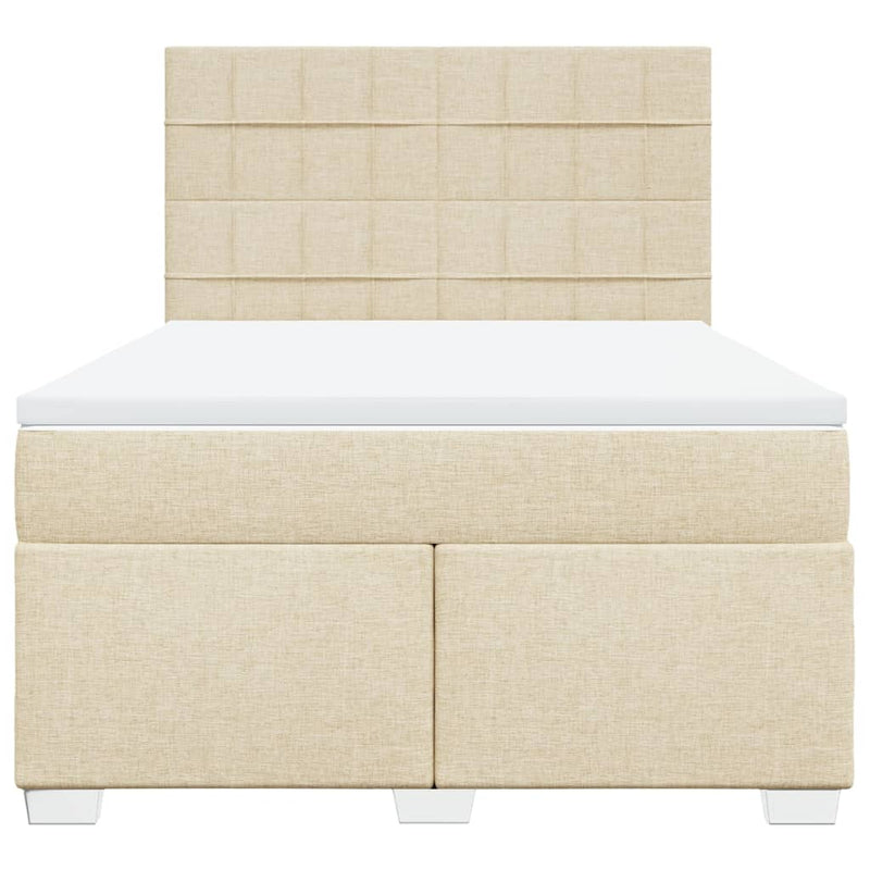 Pat box spring cu saltea, crem, 160x200 cm, material textil