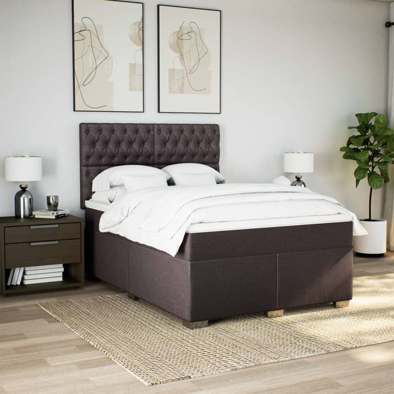 Pat box spring cu saltea, maro închis, 160x200 cm, textil