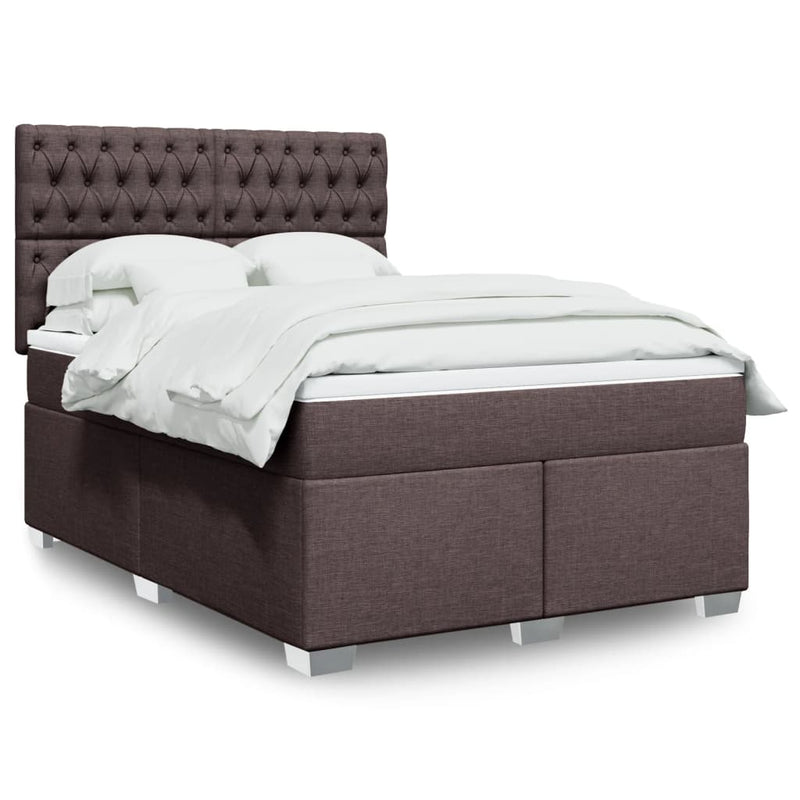 Pat box spring cu saltea, maro închis, 160x200 cm, textil