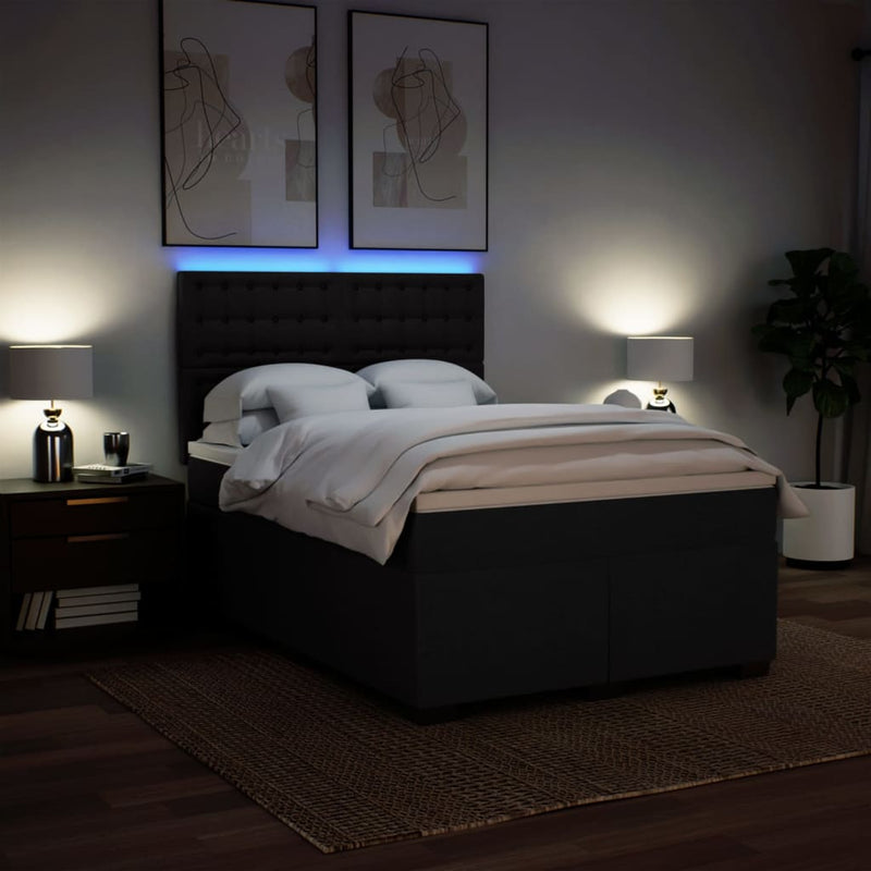 Pat box spring cu saltea, negru, 160x200 cm, textil