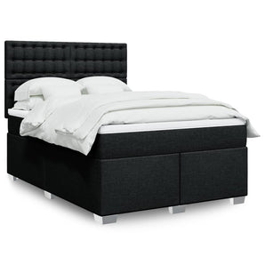 Pat box spring cu saltea, negru, 160x200 cm, textil