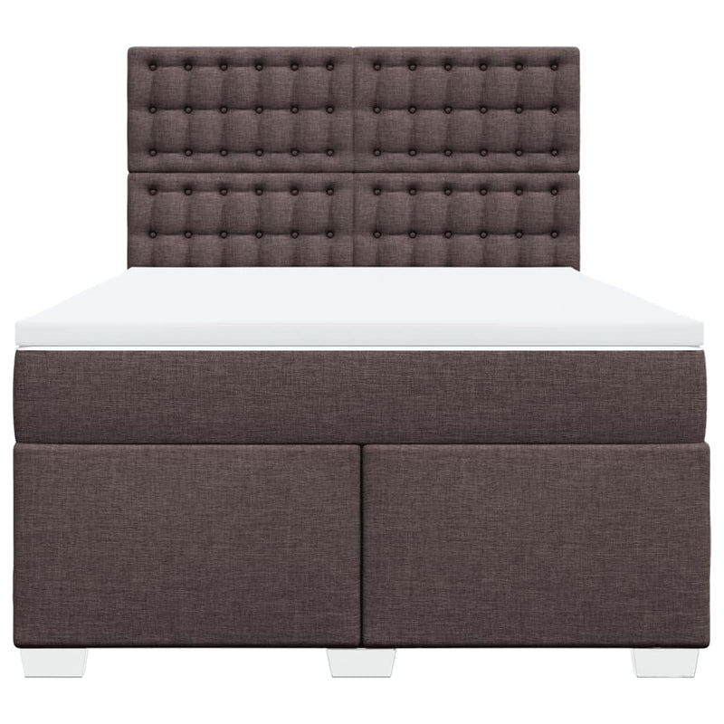 Pat box spring cu saltea, maro închis, 160x200 cm, textil