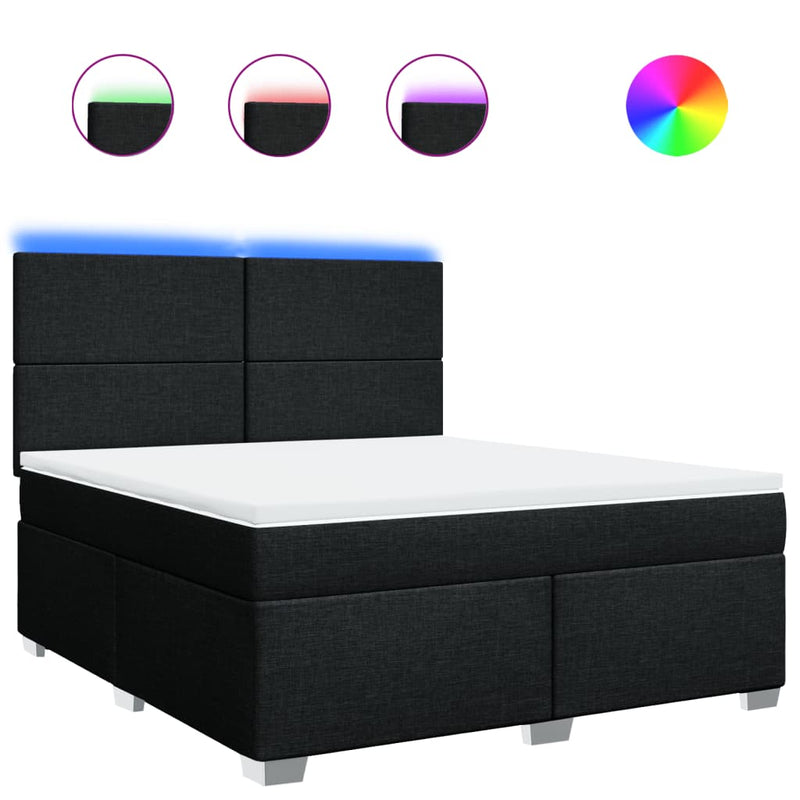 Pat box spring cu saltea, negru, 180x200 cm, catifea