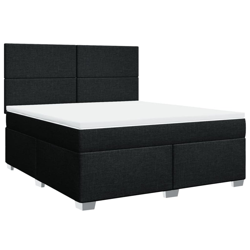 Pat box spring cu saltea, negru, 180x200 cm, catifea