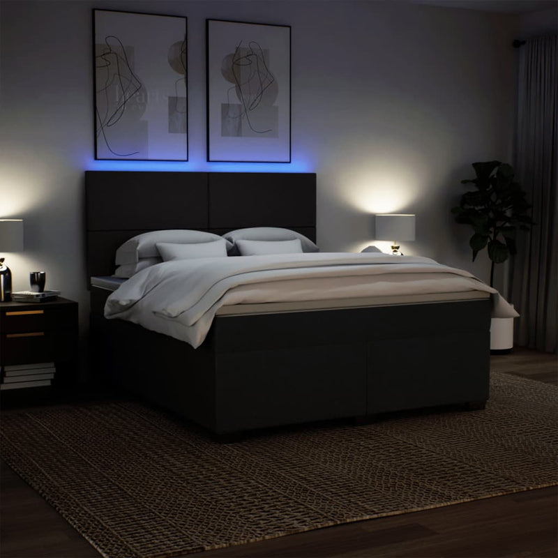 Pat box spring cu saltea, negru, 180x200 cm, catifea