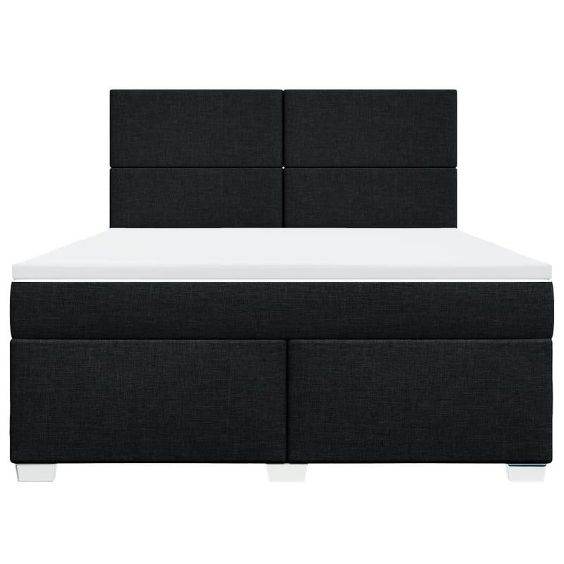 Pat box spring cu saltea, negru, 180x200 cm, catifea