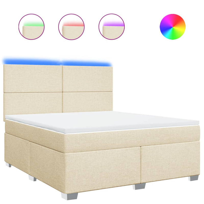 Pat continental cu saltea, crem, 180x200 cm, textil
