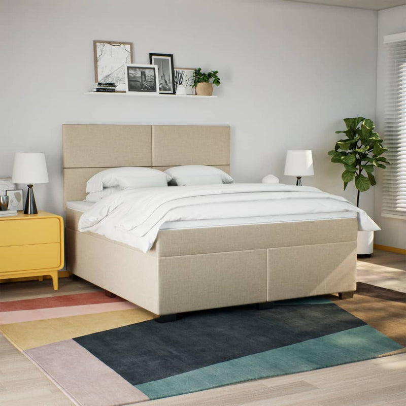 Pat continental cu saltea, crem, 180x200 cm, textil
