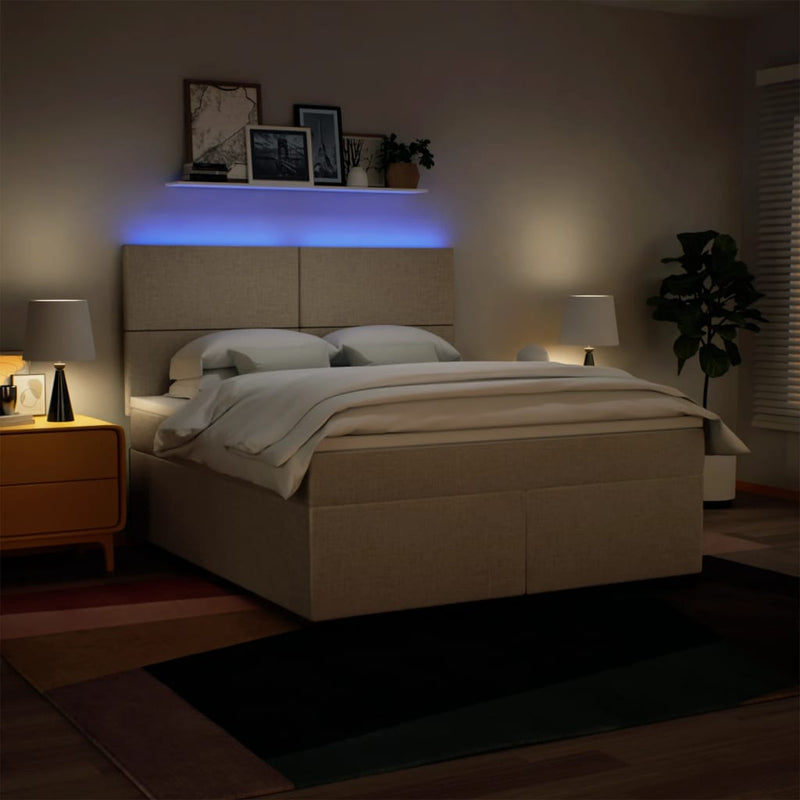 Pat continental cu saltea, crem, 180x200 cm, textil