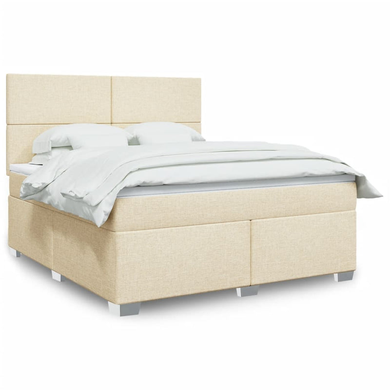 Pat continental cu saltea, crem, 180x200 cm, textil