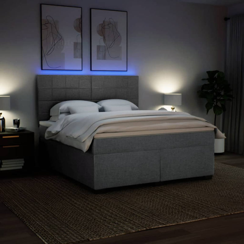 Pat continental, gri deschis, 180x200 cm, material textil