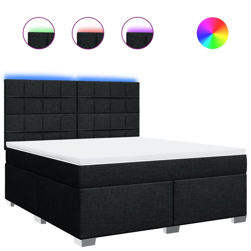 Pat box spring cu saltea, negru, 180x200 cm, catifea