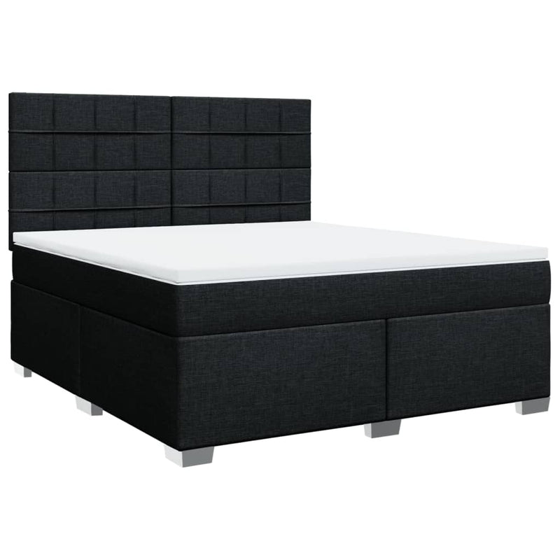 Pat box spring cu saltea, negru, 180x200 cm, catifea