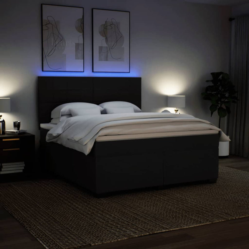 Pat box spring cu saltea, negru, 180x200 cm, catifea