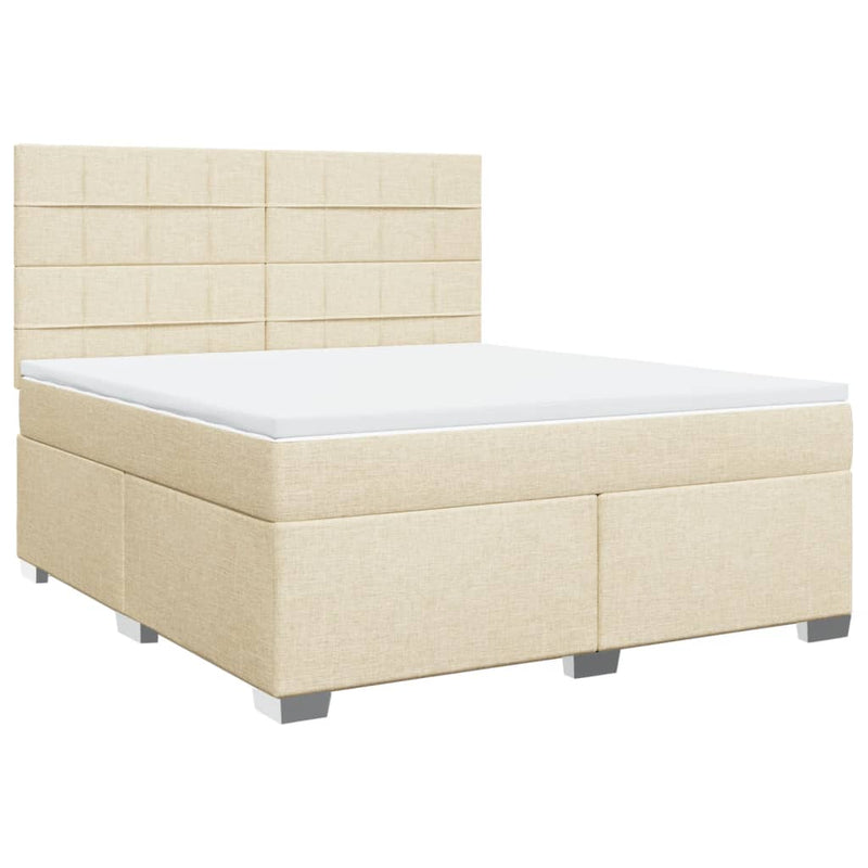 Pat continental cu saltea, crem, 180x200 cm, textil
