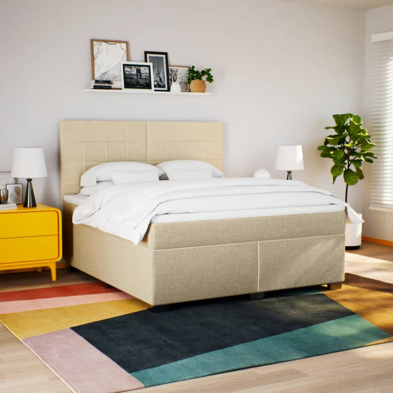 Pat continental cu saltea, crem, 180x200 cm, textil