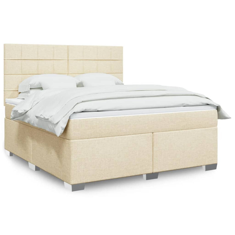 Pat continental cu saltea, crem, 180x200 cm, textil