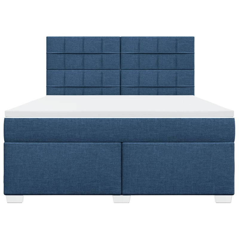 Pat box spring cu saltea, albastru, 180x200 cm, material textil