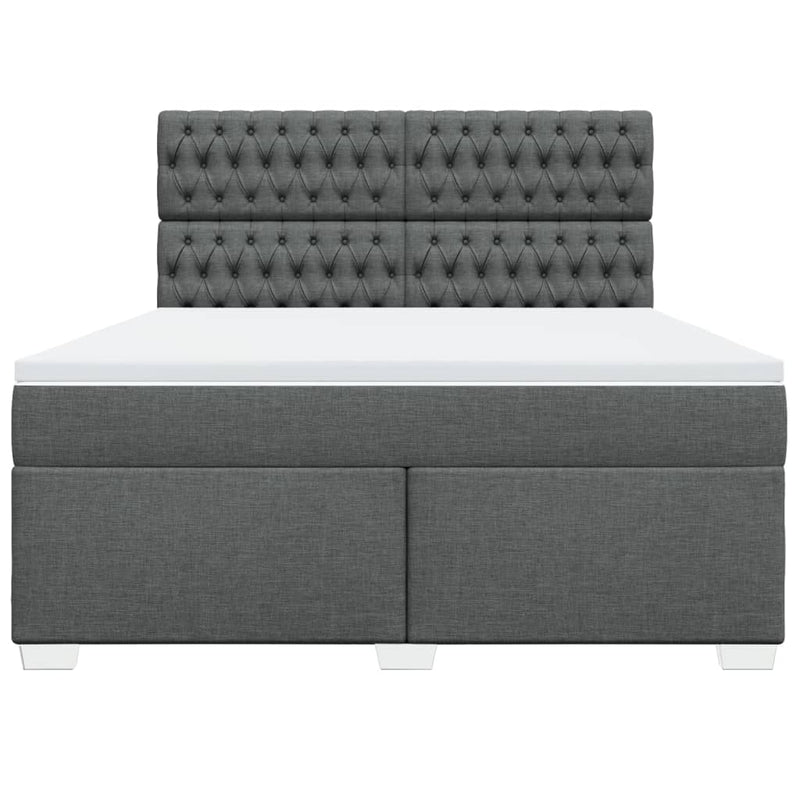 Pat box spring cu saltea, gri închis, 180x200 cm, textil