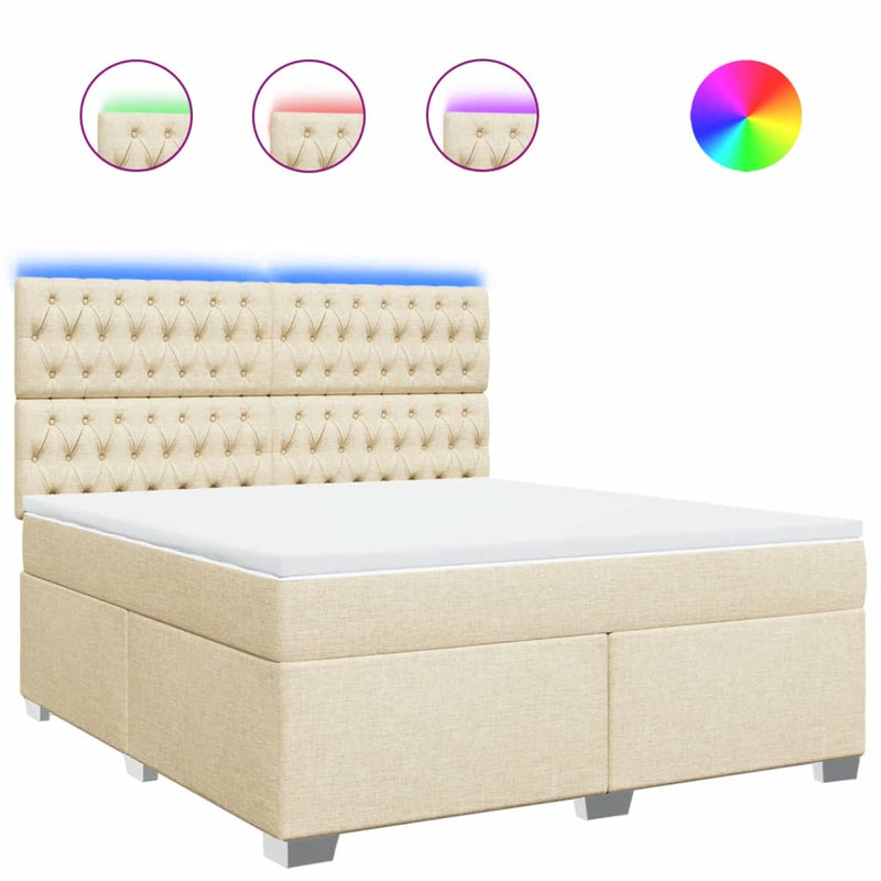 Pat continental cu saltea, crem, 180x200 cm, textil
