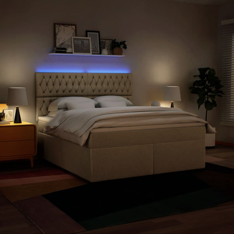 Pat continental cu saltea, crem, 180x200 cm, textil