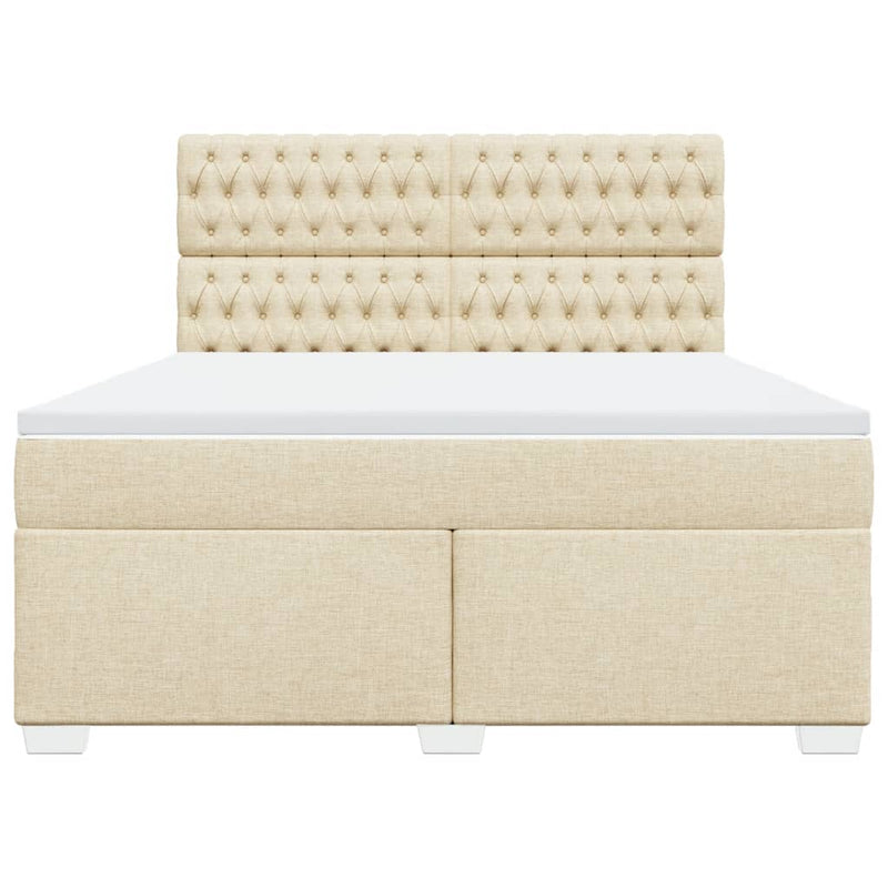 Pat continental cu saltea, crem, 180x200 cm, textil