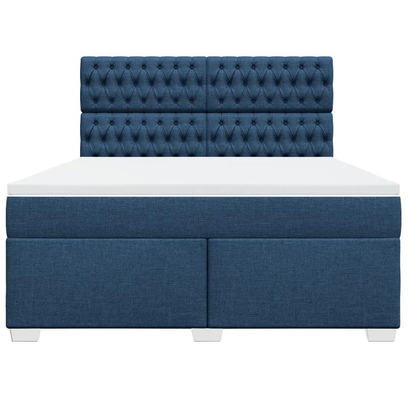 Pat box spring cu saltea, albastru, 180x200 cm, material textil