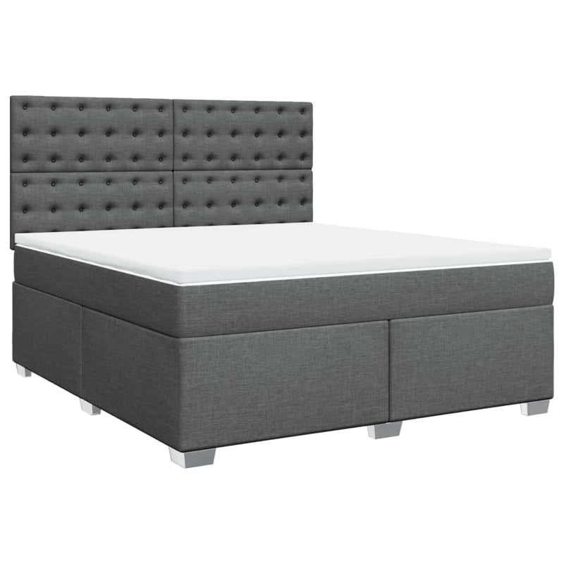 Pat box spring cu saltea, gri închis, 180x200 cm, textil